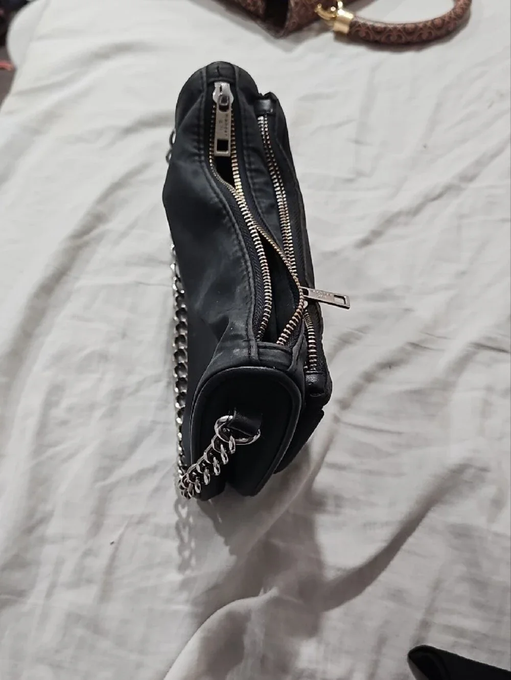 Madden Girl Black Shoulder Bag with Silver Chain